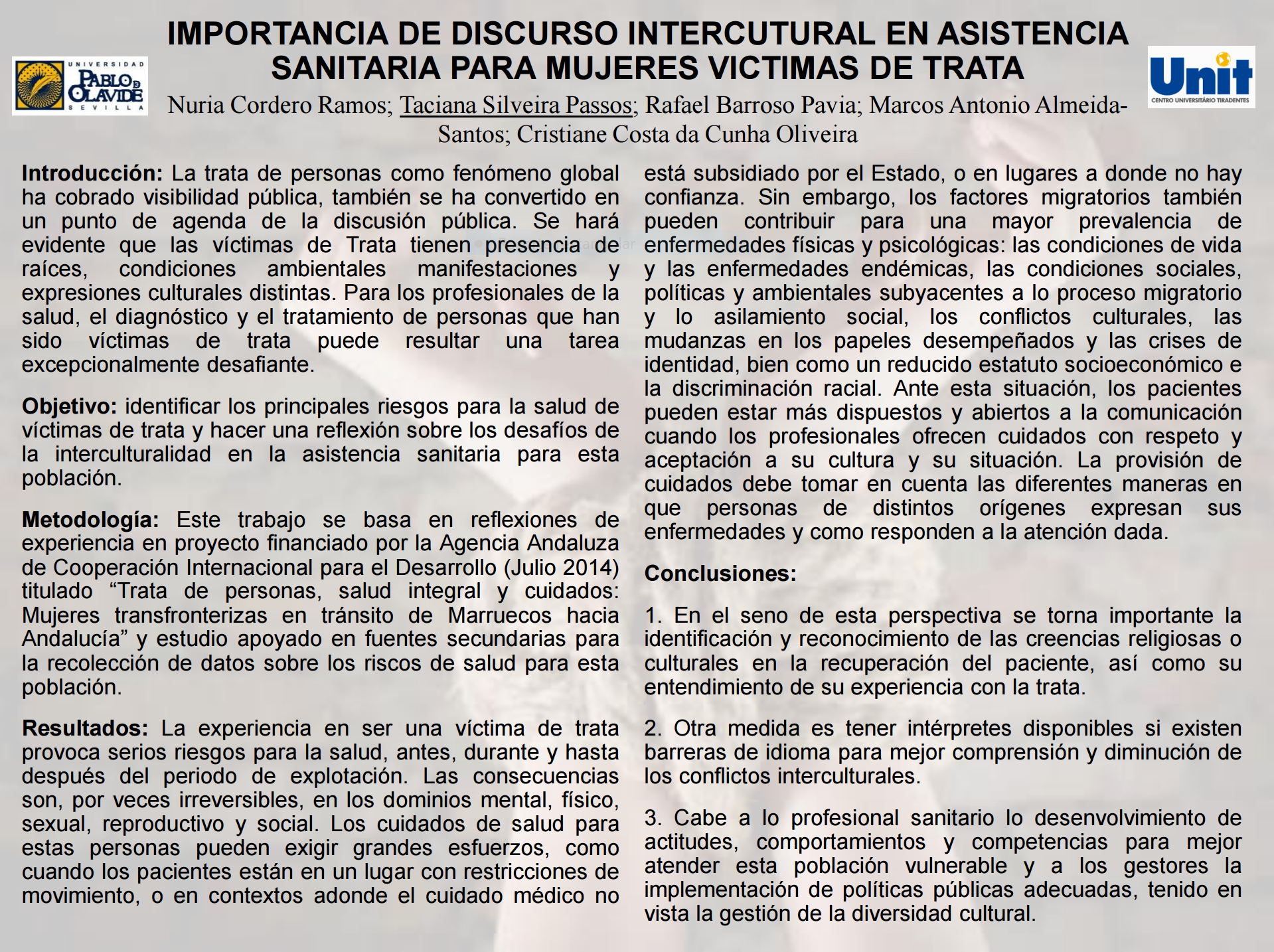 Importancia de discurso intercultural en asistencia sanitaria para mujeres víctimas de trata