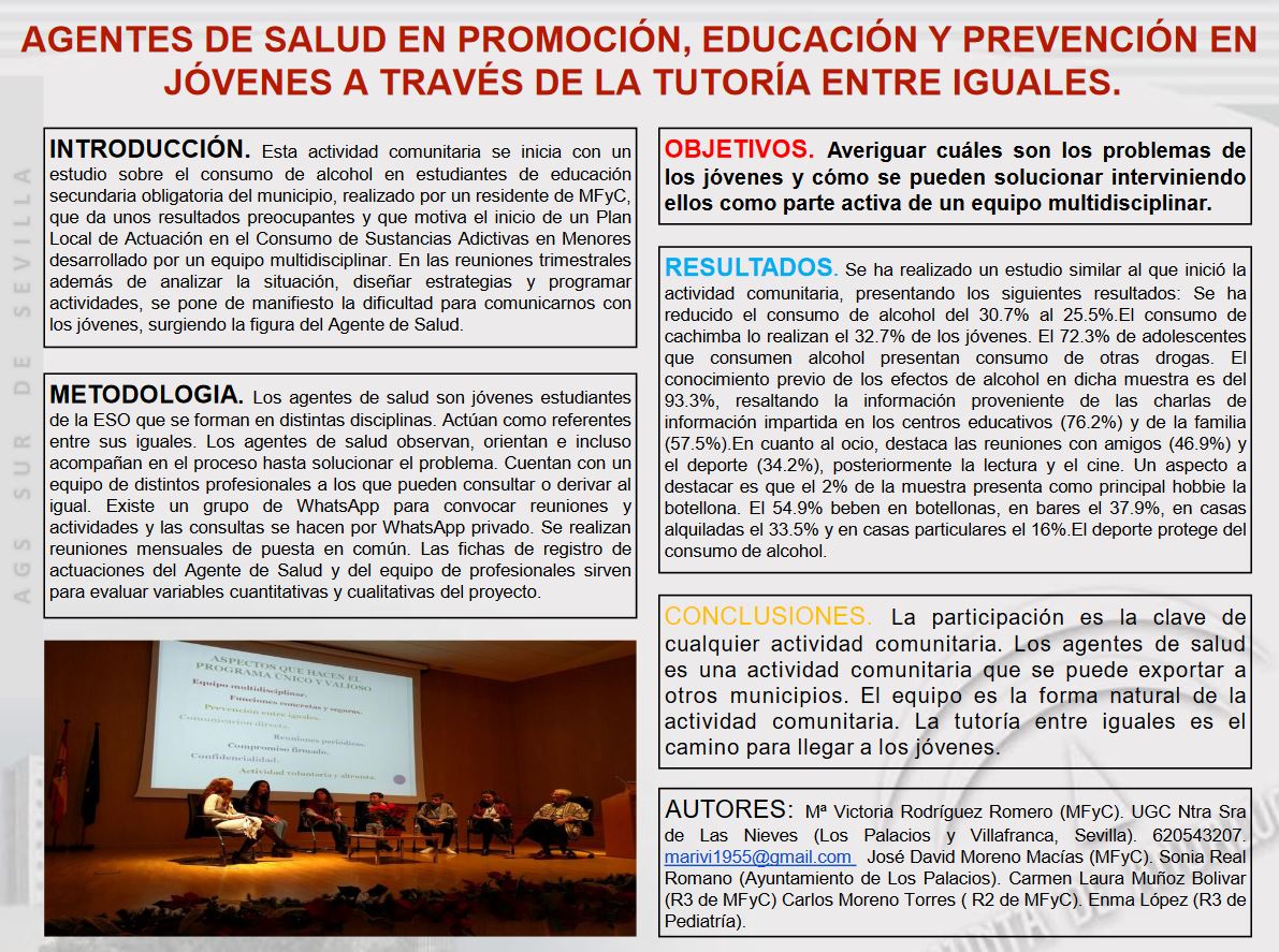 Agentes de Salud en promoción, educación y prevención comunitarias en jóvenes a través de la tutoría entre iguales