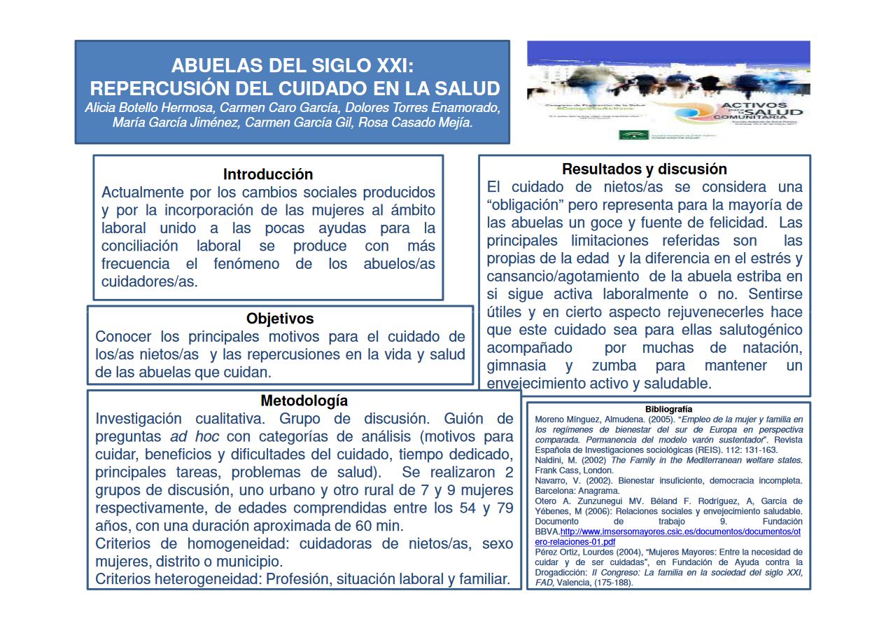 Abuelas del Siglo XXI : Repercusión del cuidado en la Salud