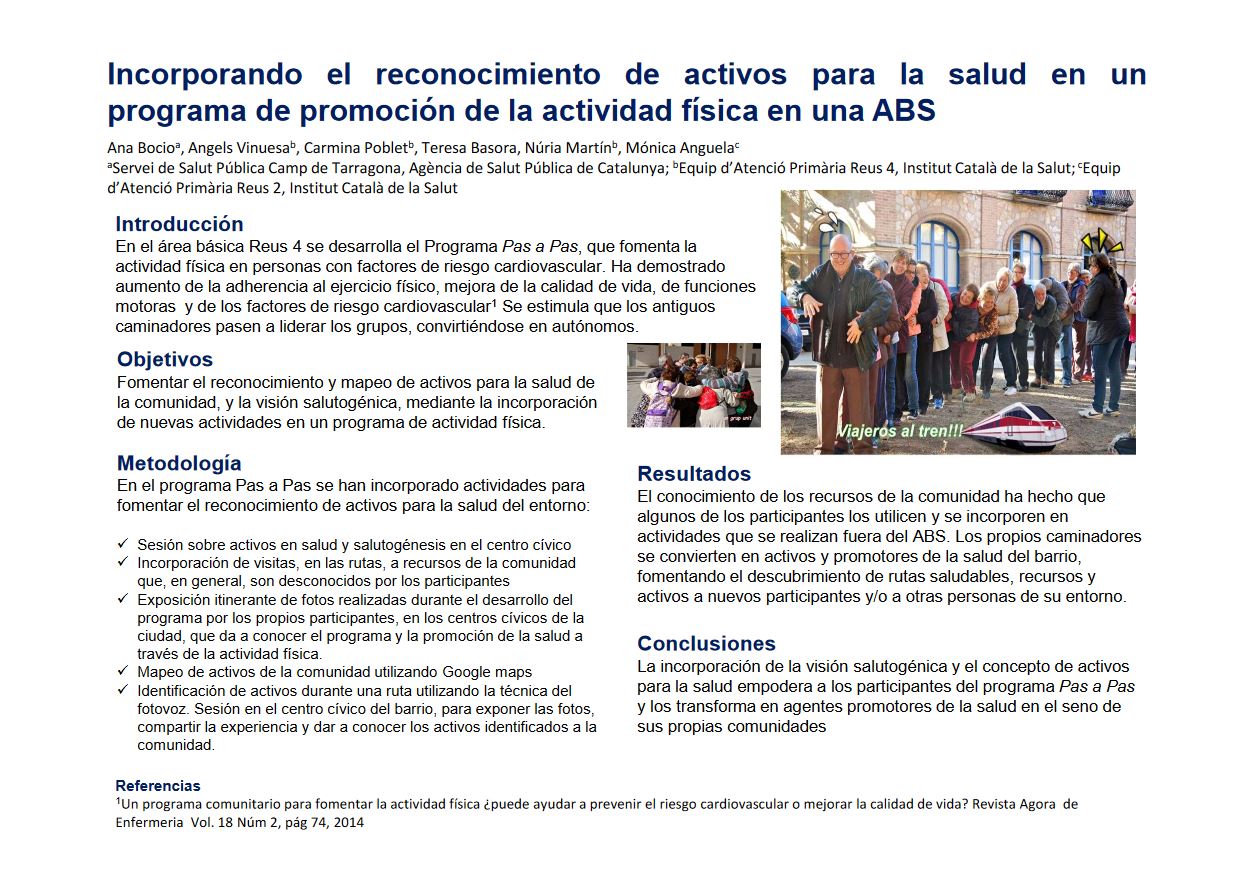 Incorporando el reconocimiento de activos para la salud en un programa de promoción de la actividad física de nuestra ABS