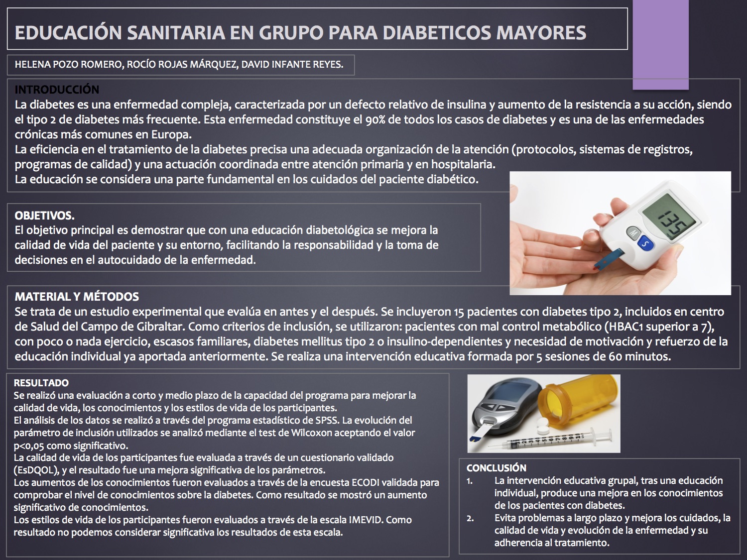 Educación sanitaria en grupo para diabéticos mayores 