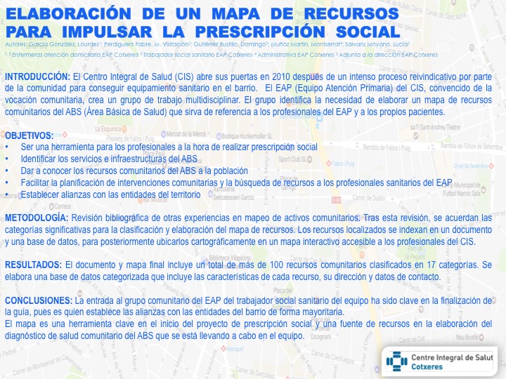 Elaboración de un mapa de recursos comunitarios para impulsar la prescripción social